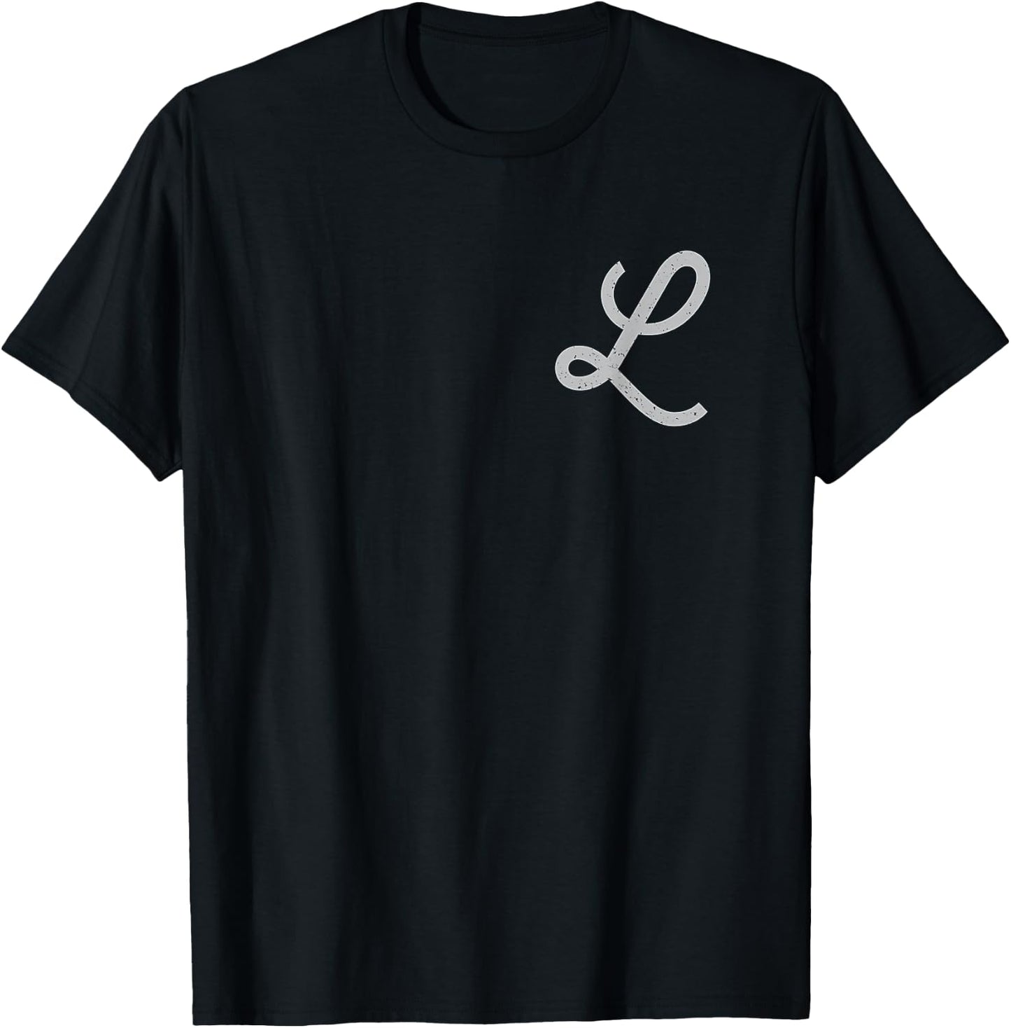 Vintage Distressed Letter L | Initial | Monogram T-Shirt - T-Shirt | Black