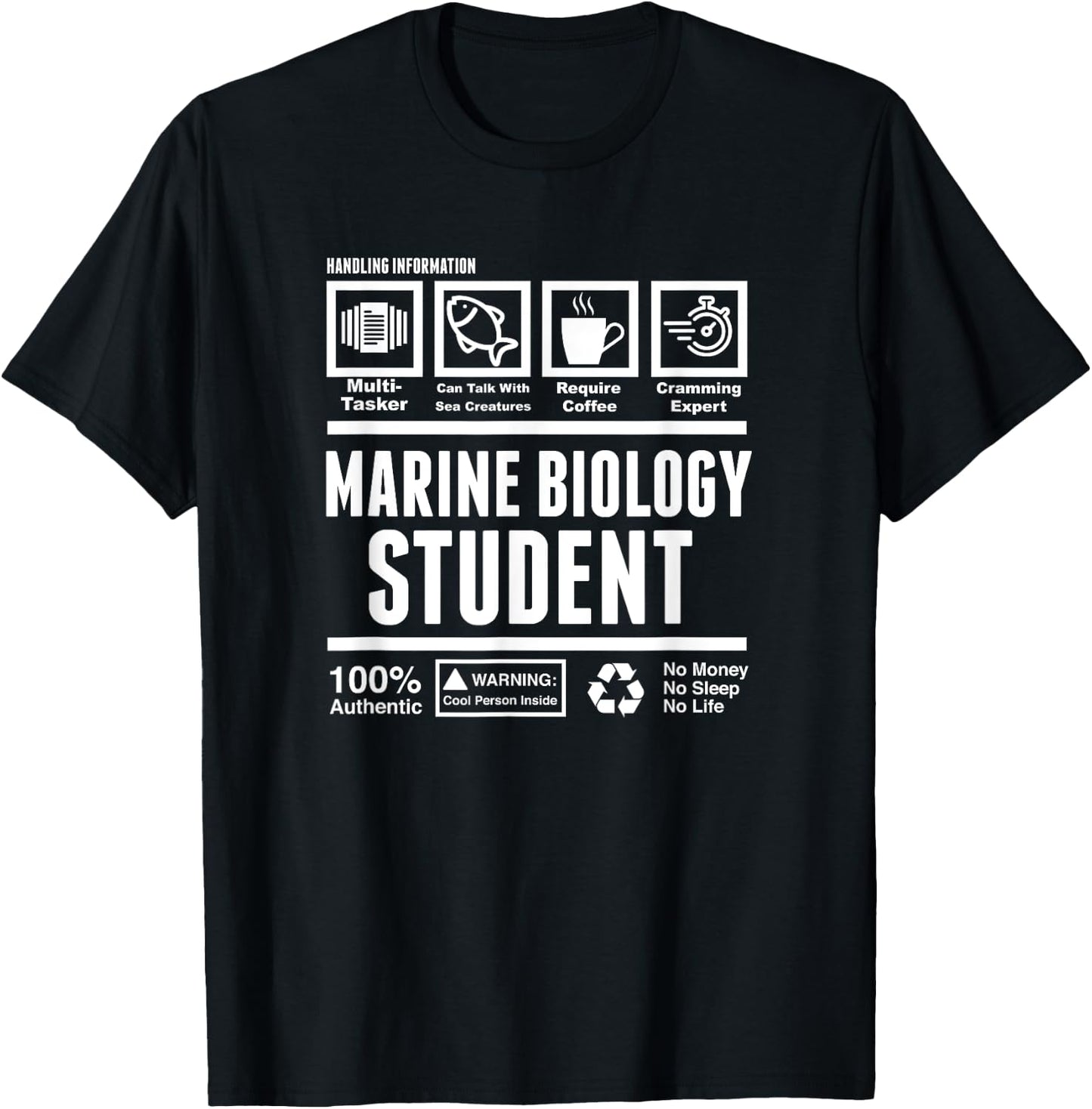 Funny Marine Biology Student Handling Information T-Shirt - T-Shirt | Black