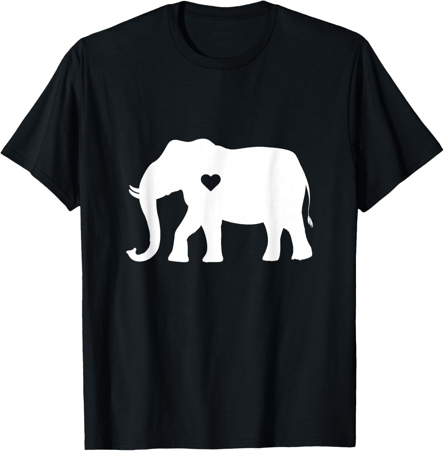 Love Elephant Heart Silhouette Gift T-Shirt - T-Shirt | Black