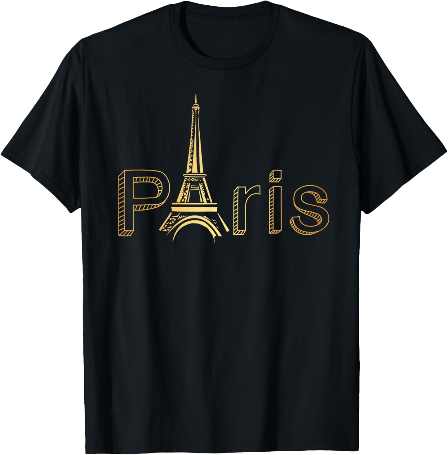 Paris Gold Tour Eiffel Funny Party Gift T-Shirt - T-Shirt | Black