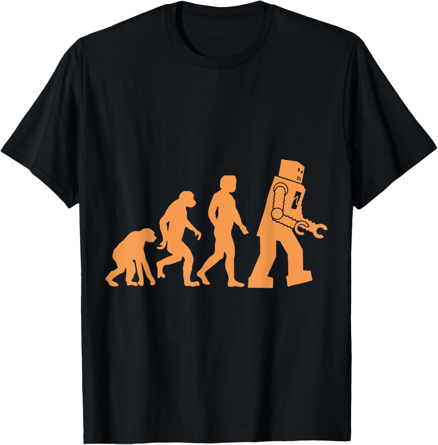 Prehistoric Ape to Monkey to Man to Robot Evolution T-Shirt - T-Shirt | Black