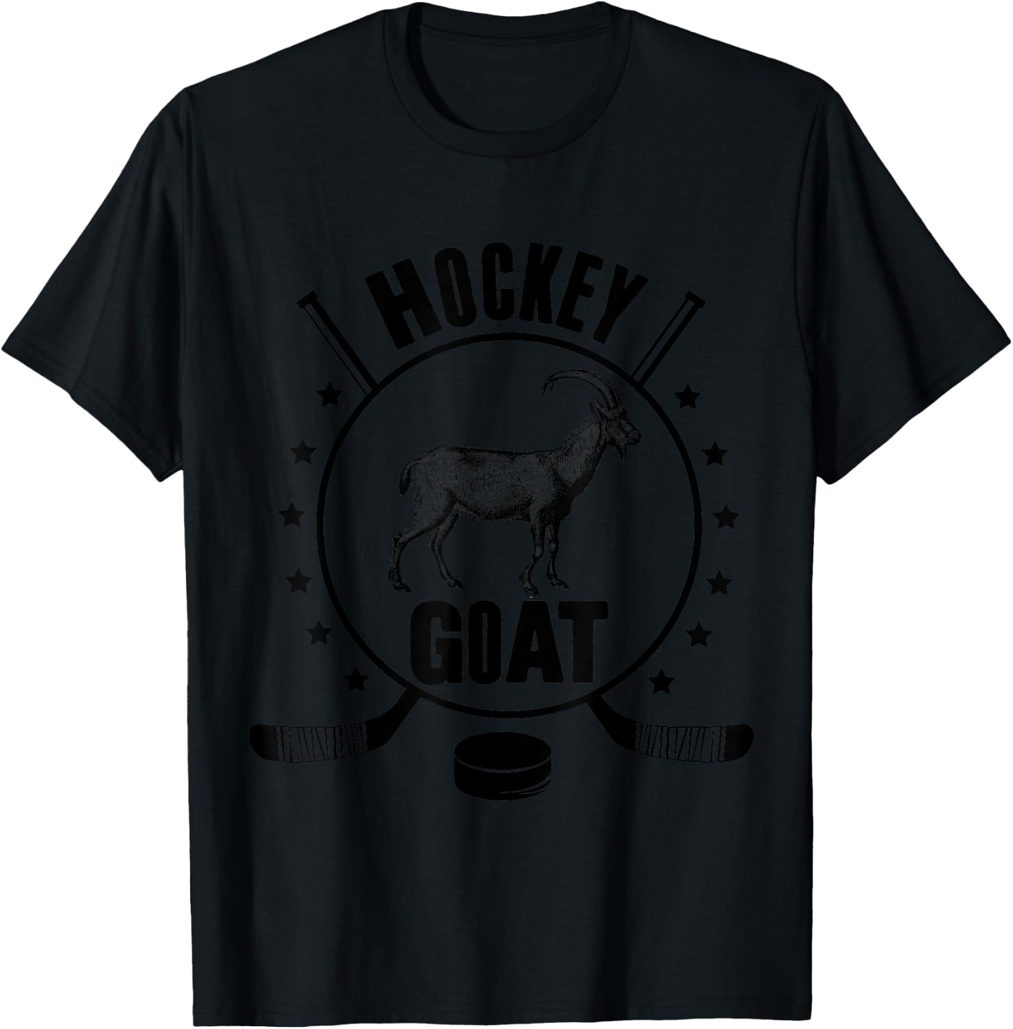 Funny Ice Hockey GOAT Greatest All Time Stick Puck Player T-Shirt - T-Shirt | Black
