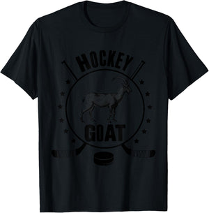 Funny Ice Hockey GOAT Greatest All Time Stick Puck Player T-Shirt - T-Shirt | Black