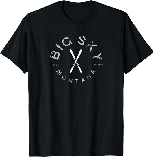 Big Sky Montana Vintage Graphic Ski T-Shirt - T-Shirt | Black