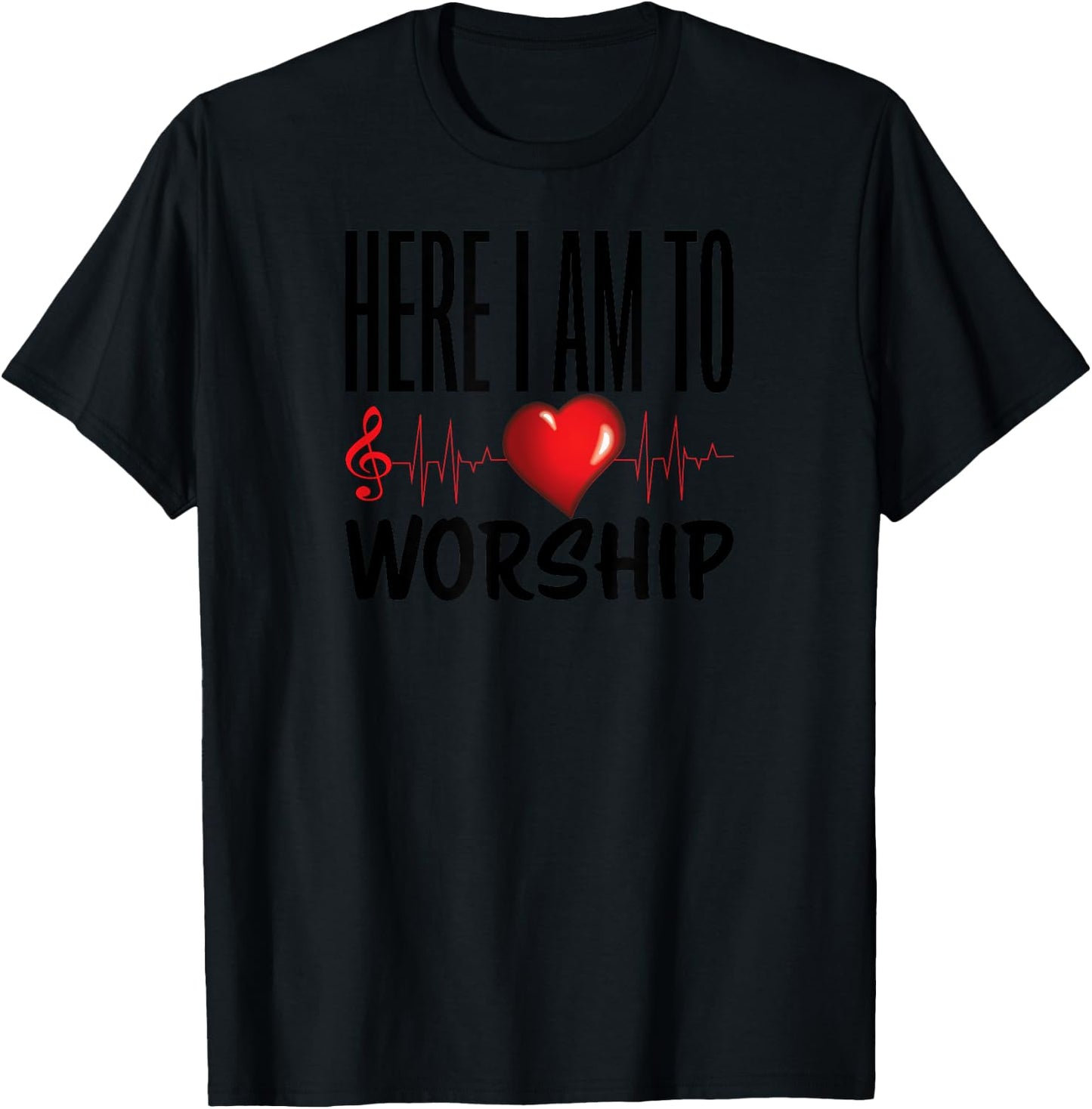 Christian Here I am Worship Jesus Love Christians T-Shirt - T-Shirt | Black