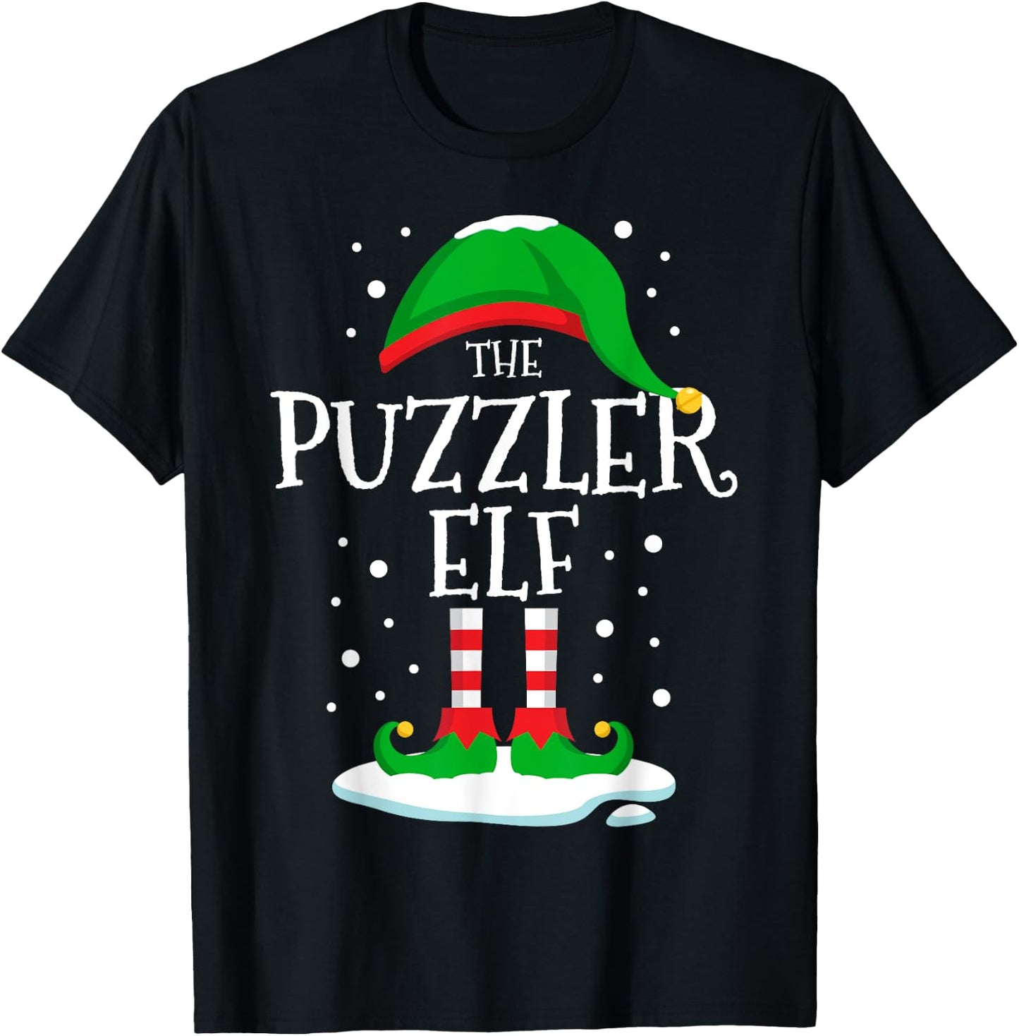 The Puzzler Elf Christmas Family Matching Xmas Group Funny T-Shirt - T-Shirt | Black