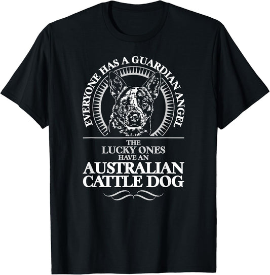 Funny Cattle Dog Guardian Angel dog Shirt gift T-Shirt - T-Shirt | Black