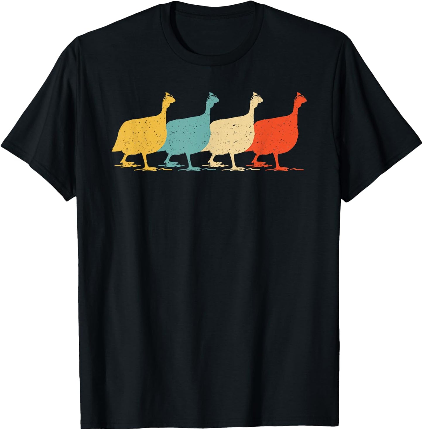 Guinea Fowl Vintage Retro Pearl hen Bird Lover 60s 70s Gift T-Shirt - T-Shirt | Black