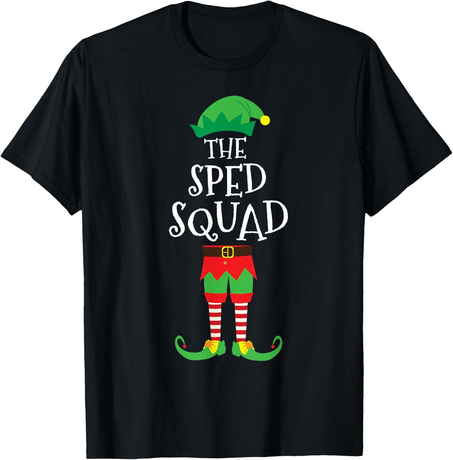 SPED Squad Elf Teacher Matching Christmas Party Pajama T-Shirt - T-Shirt | Black