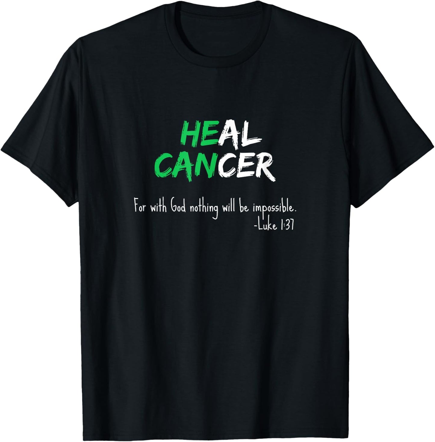 Liver Cancer Awareness Green / Bible Verse Heal Christian T-Shirt - T-Shirt | Black
