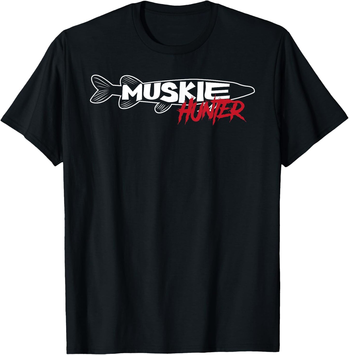 Muskie Hunter Shirt | Cute Esox Musky Fishing Lovers Gift T-Shirt - T-Shirt | Black