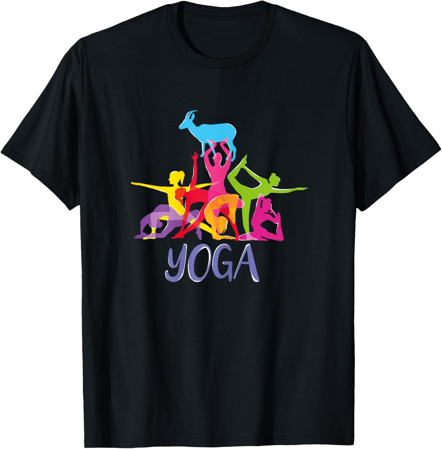 Yoga Goat Funny Farming Sport Shirt. Downward Face Pose T-Shirt - T-Shirt | Black