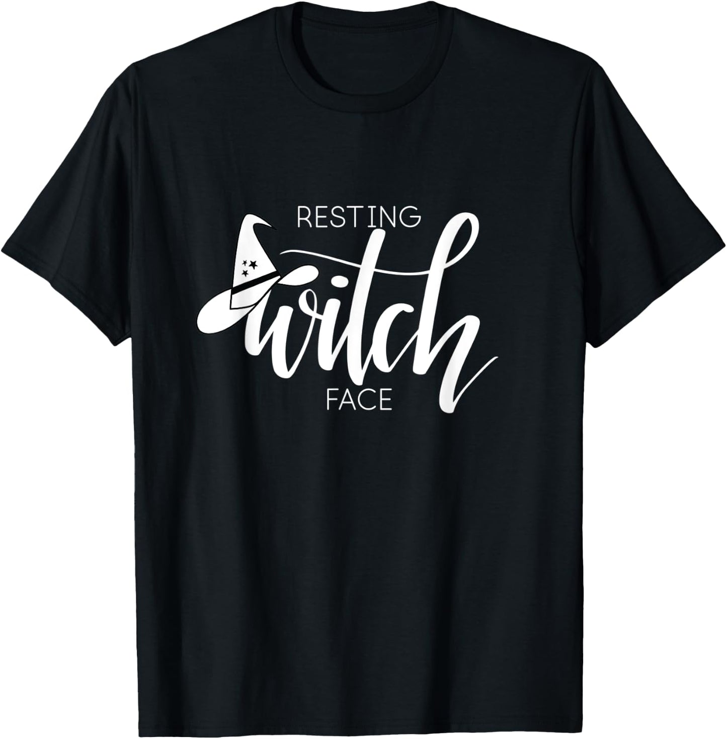 Resting WITCH Face with Witch Hat - Funny Halloween Design T-Shirt - T-Shirt | Black