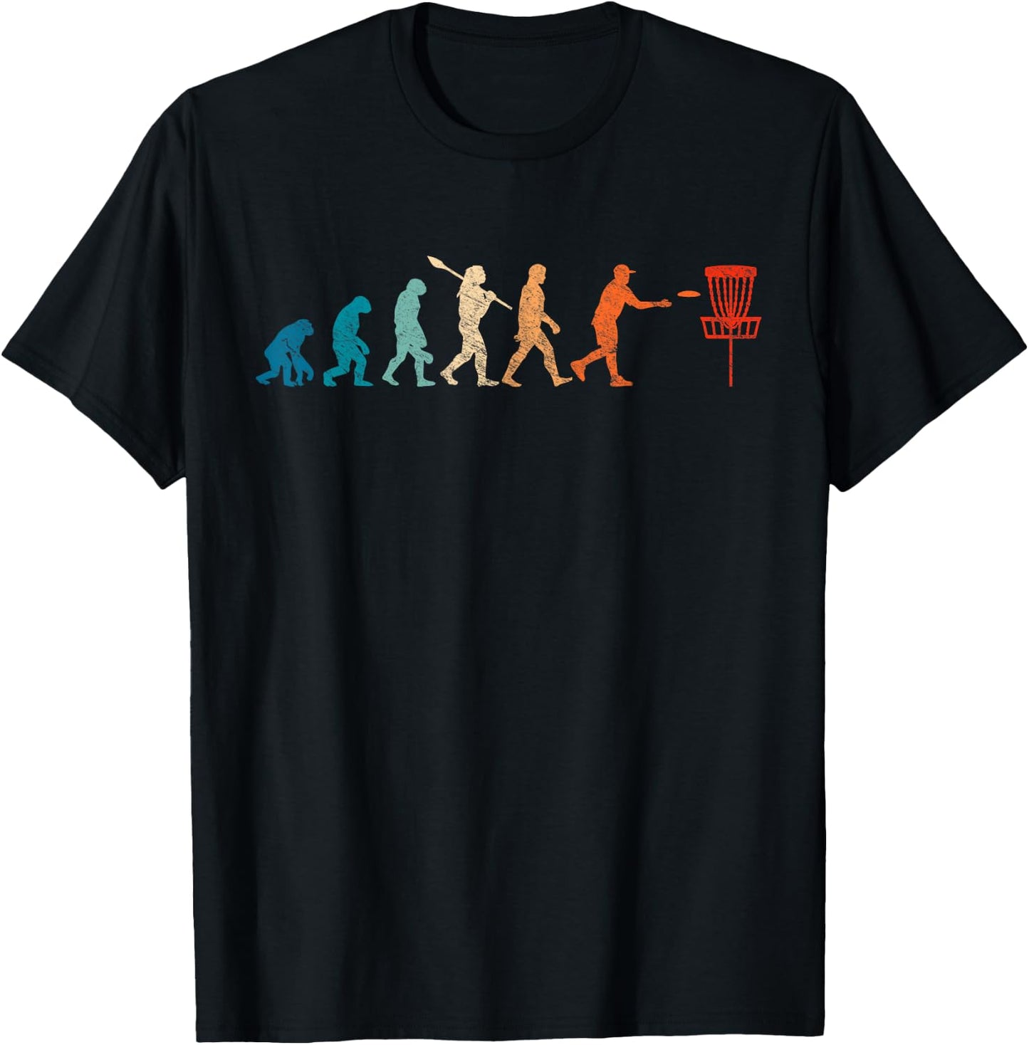 Vintage Evolution Disc Golf Funny Lucky Golfing Golf Lovers T-Shirt - T-Shirt | Black