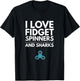 I Love Fidget Spinners and Sharks T-Shirt - T-Shirt | Black