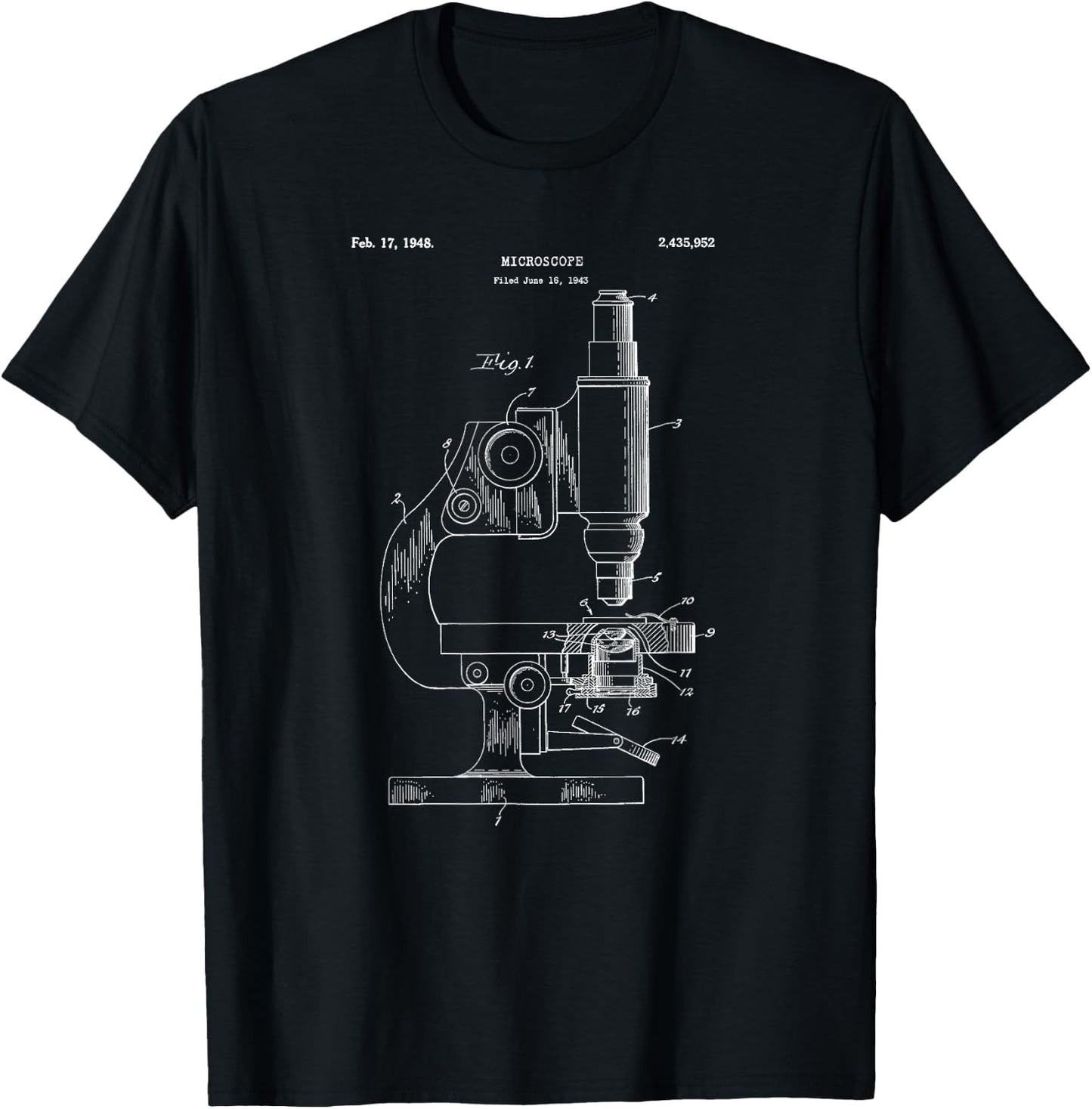 Vintage Science Microscope Blueprint Shirt - Scientist T-Shirt - T-Shirt | Black