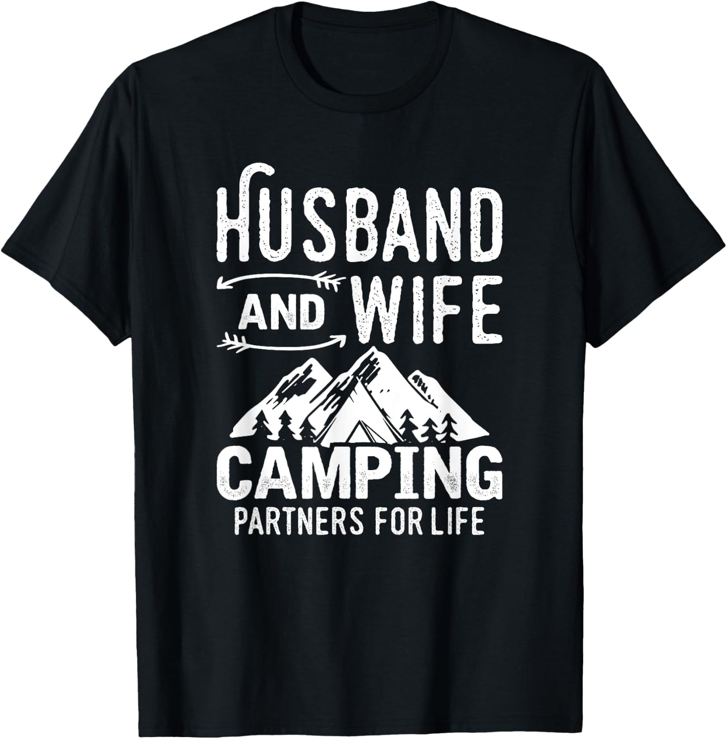 Husband And Wife Camping Partner For Life T-Shirt - T-Shirt | Black