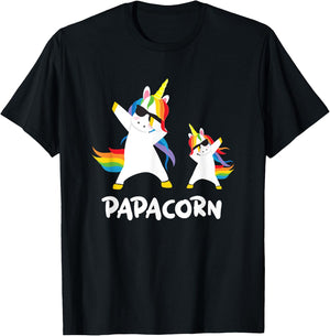 Funny Grandpa Dad Papa Unicorn Papacorn Dab Dabbing T Shirt T-Shirt - T-Shirt | Black