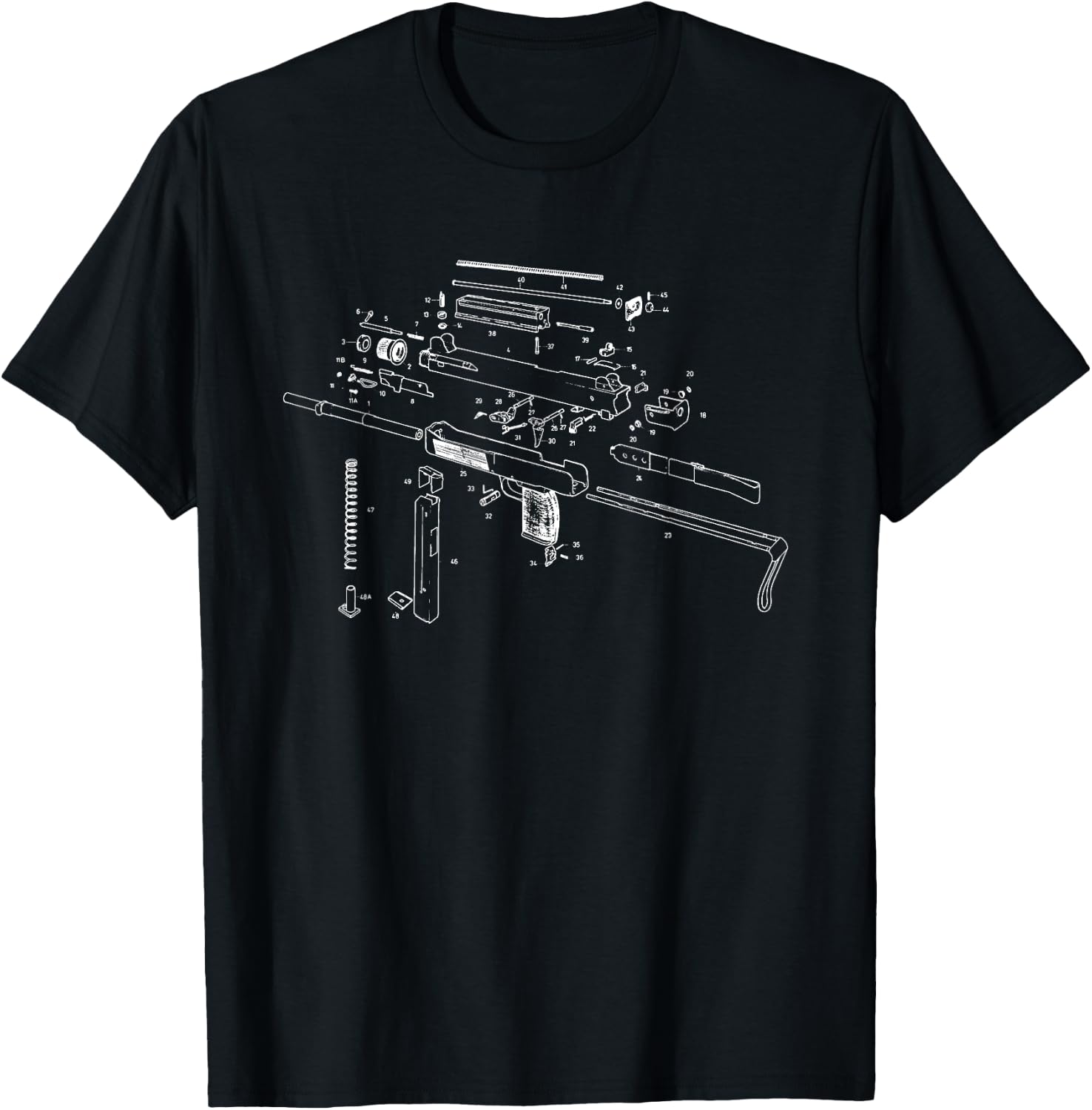 Uzi Schematic Diagram Shirt T-Shirt - T-Shirt | Black