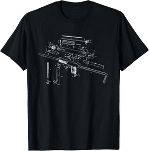 Uzi Schematic Diagram Shirt T-Shirt - T-Shirt | Black