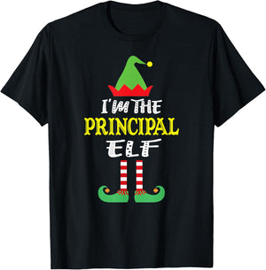 Principal Elf Matching Family Group Christmas T-Shirt - T-Shirt | Black