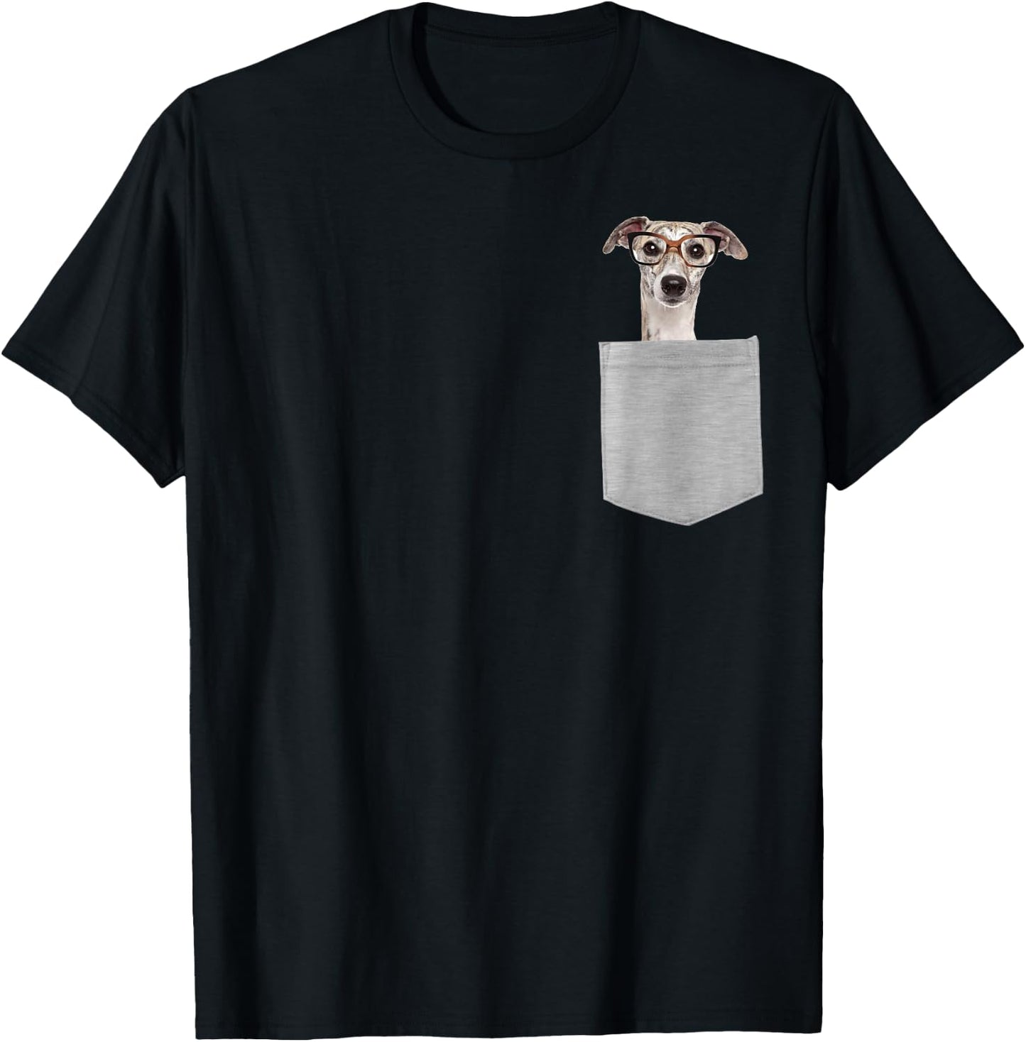 Dog in Your Pocket Greyhound with Glasses on Women Girls Kids T-Shirt - T-Shirt | Black