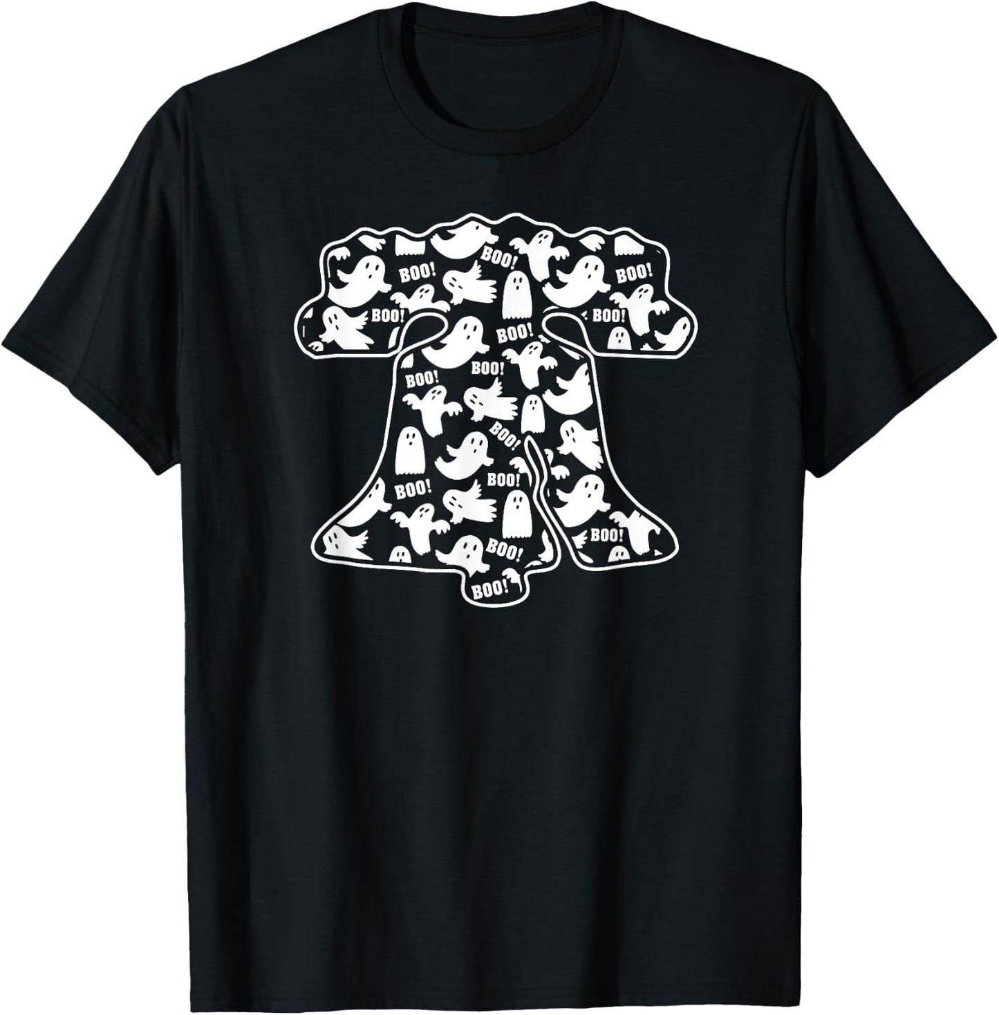 Funny Philadelphia Halloween Ghost Boo Bell Philly Fan Fall T-Shirt - T-Shirt | Black
