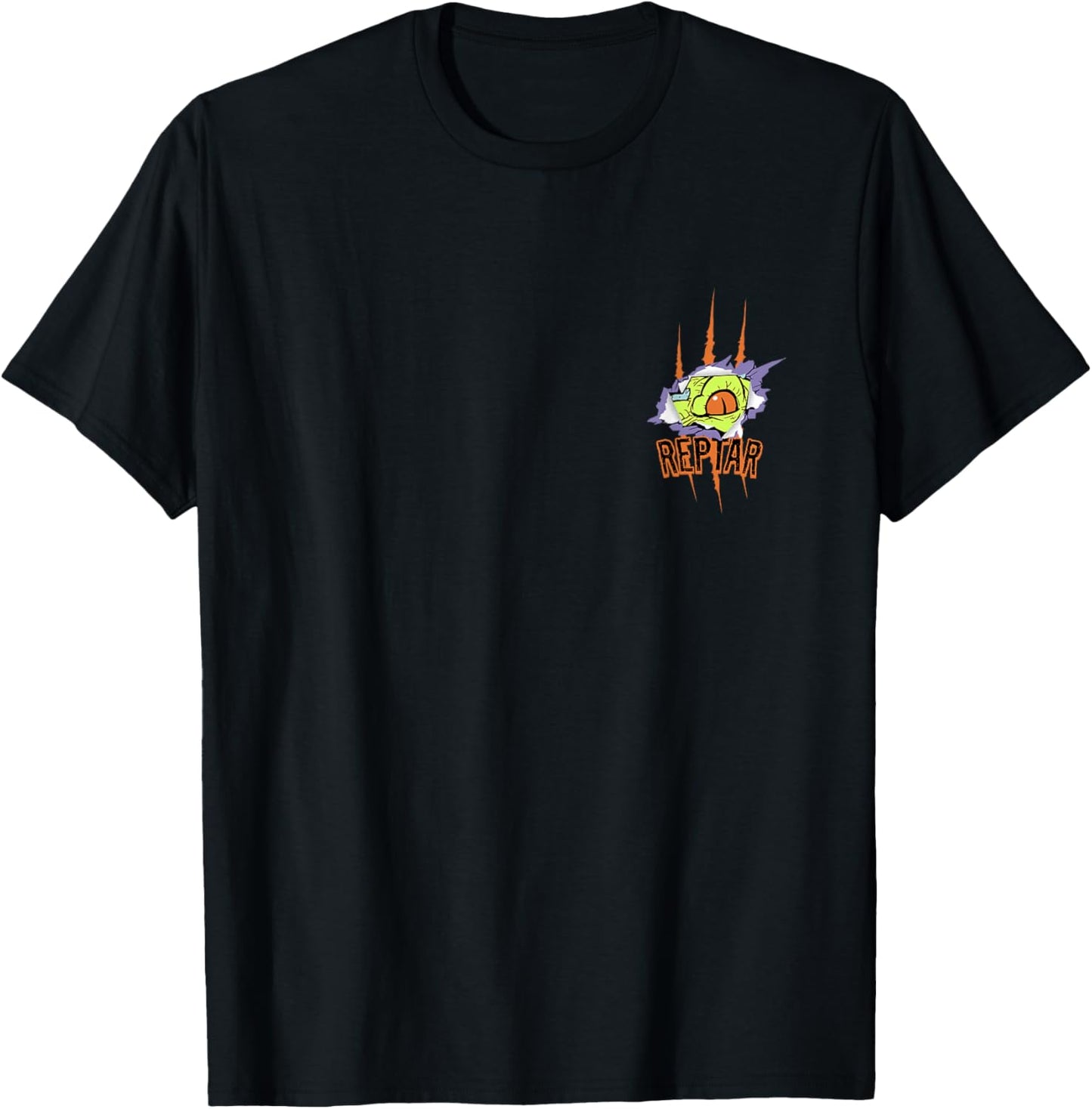 Rugrats Reptar Eye Scratch Mark Monster Reveal Left Chest T-Shirt - T-Shirt | Black