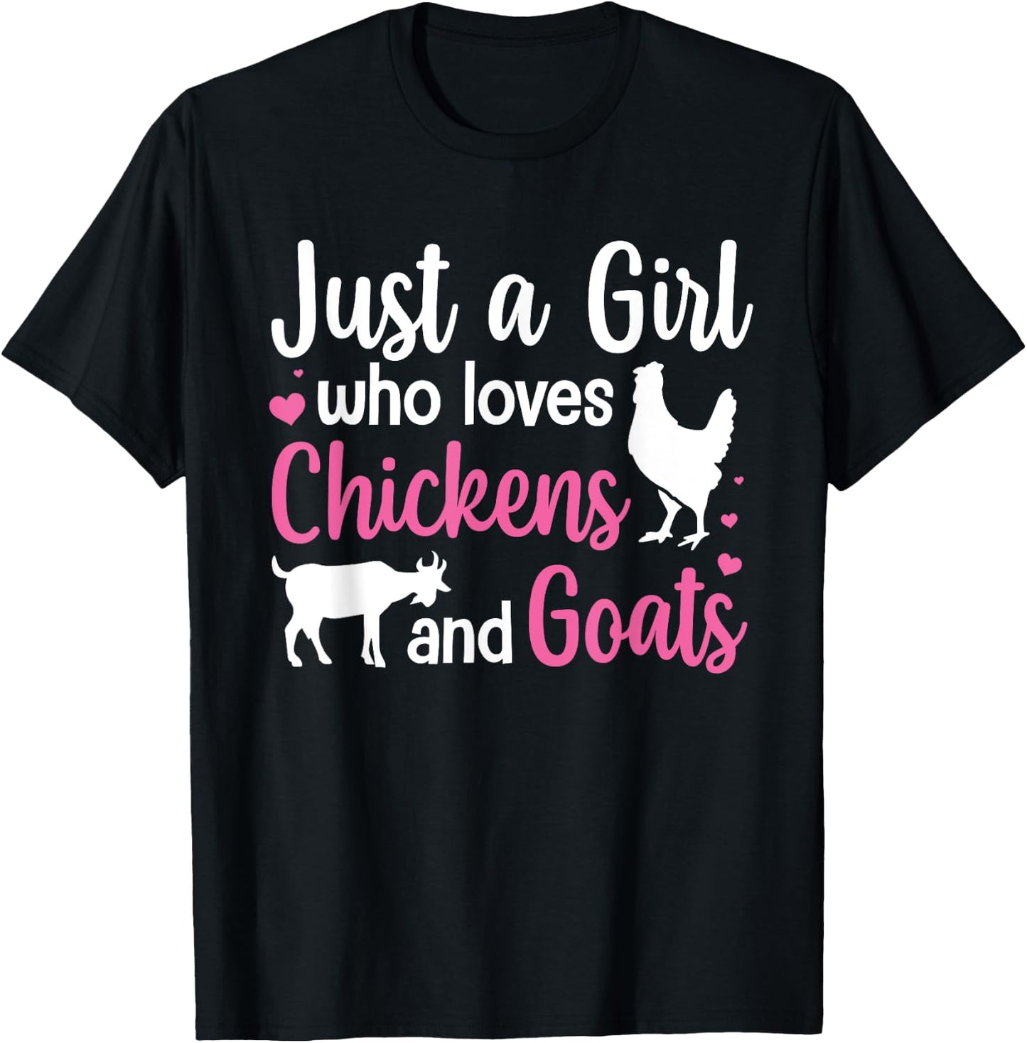 Cool Chicken Goat Design Girls Pygmy Goat Lover T-Shirt - T-Shirt | Black