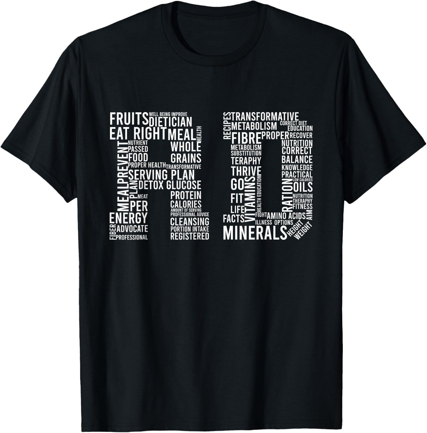 RD Words Registered Dietitian Dietician Nutrition Food Gift T-Shirt - T-Shirt | Black