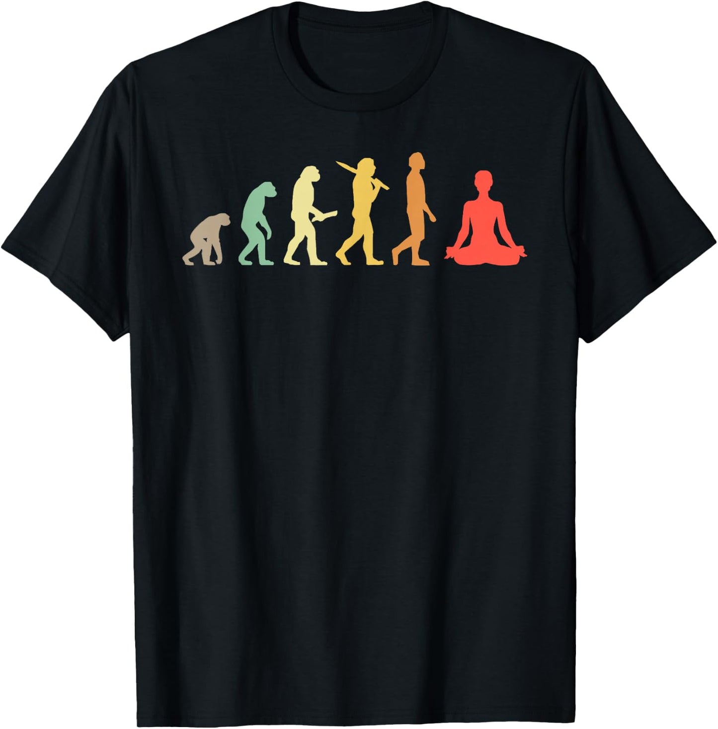 Retro Yoga Evolution Gift Yogis & Yoga Lovers T-Shirt - T-Shirt | Black