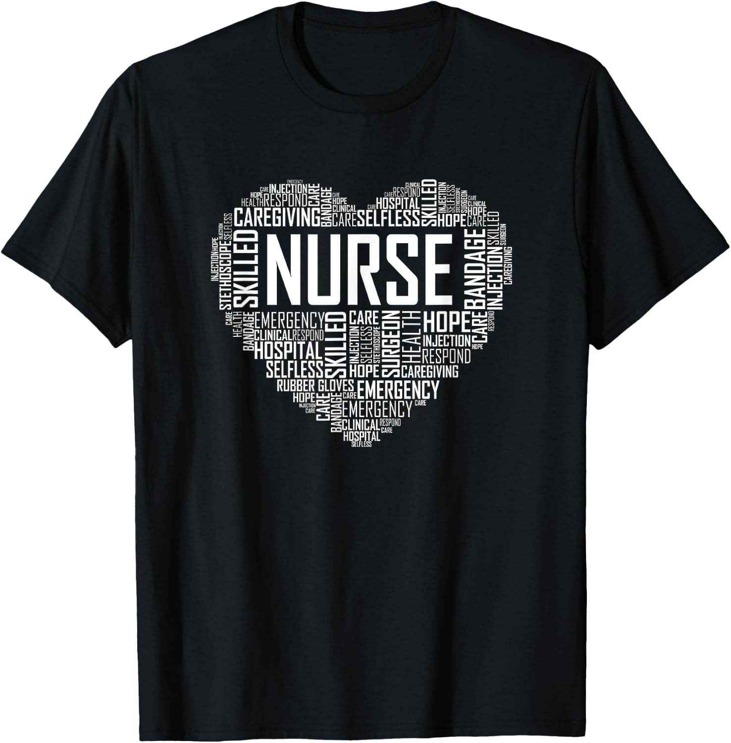 Proud Nurse Heart Love Appreciation Gift T-Shirt - T-Shirt | Black