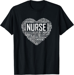Proud Nurse Heart Love Appreciation Gift T-Shirt - T-Shirt | Black