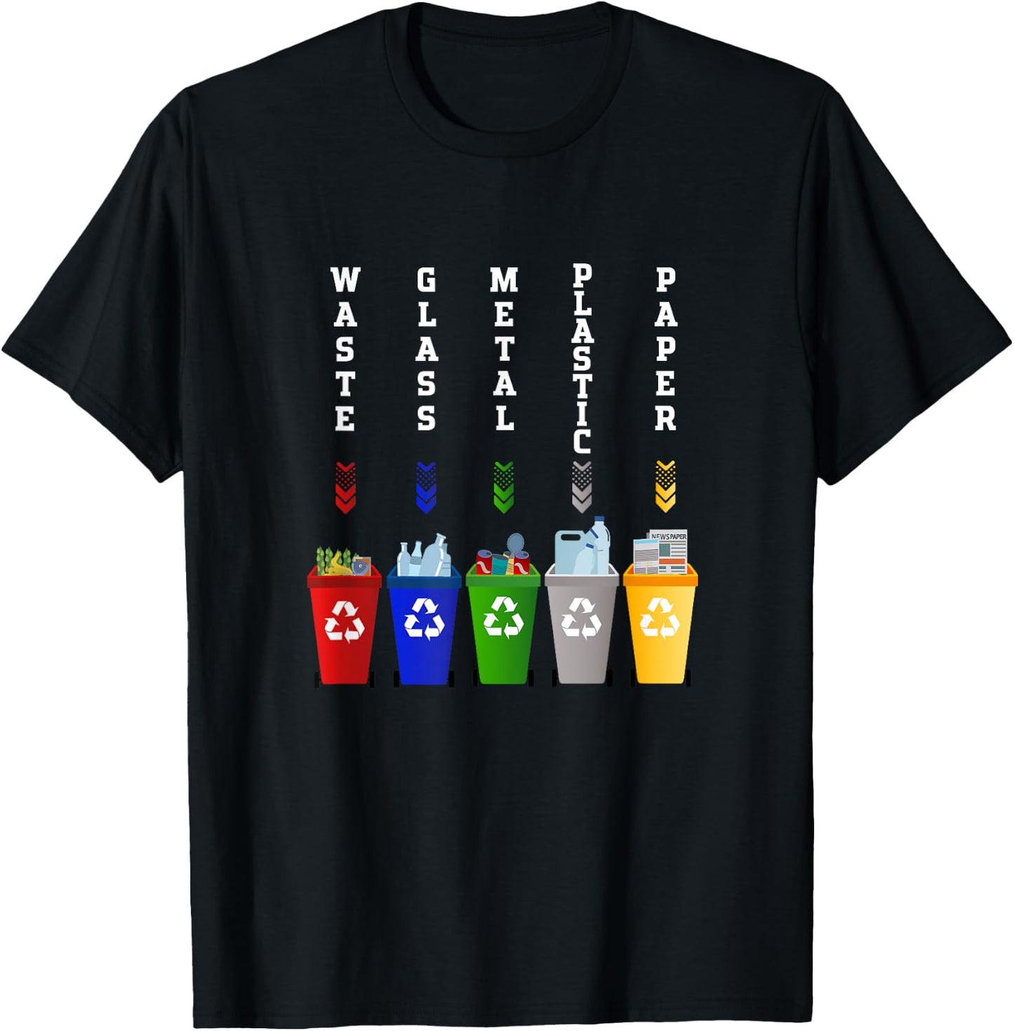 Recycling Trash Sorting bins T-Shirt - T-Shirt | Black