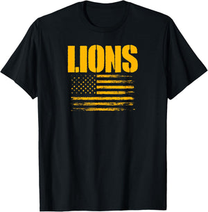 Lewisville Lions USA Flag Pride T-Shirt - T-Shirt | Black