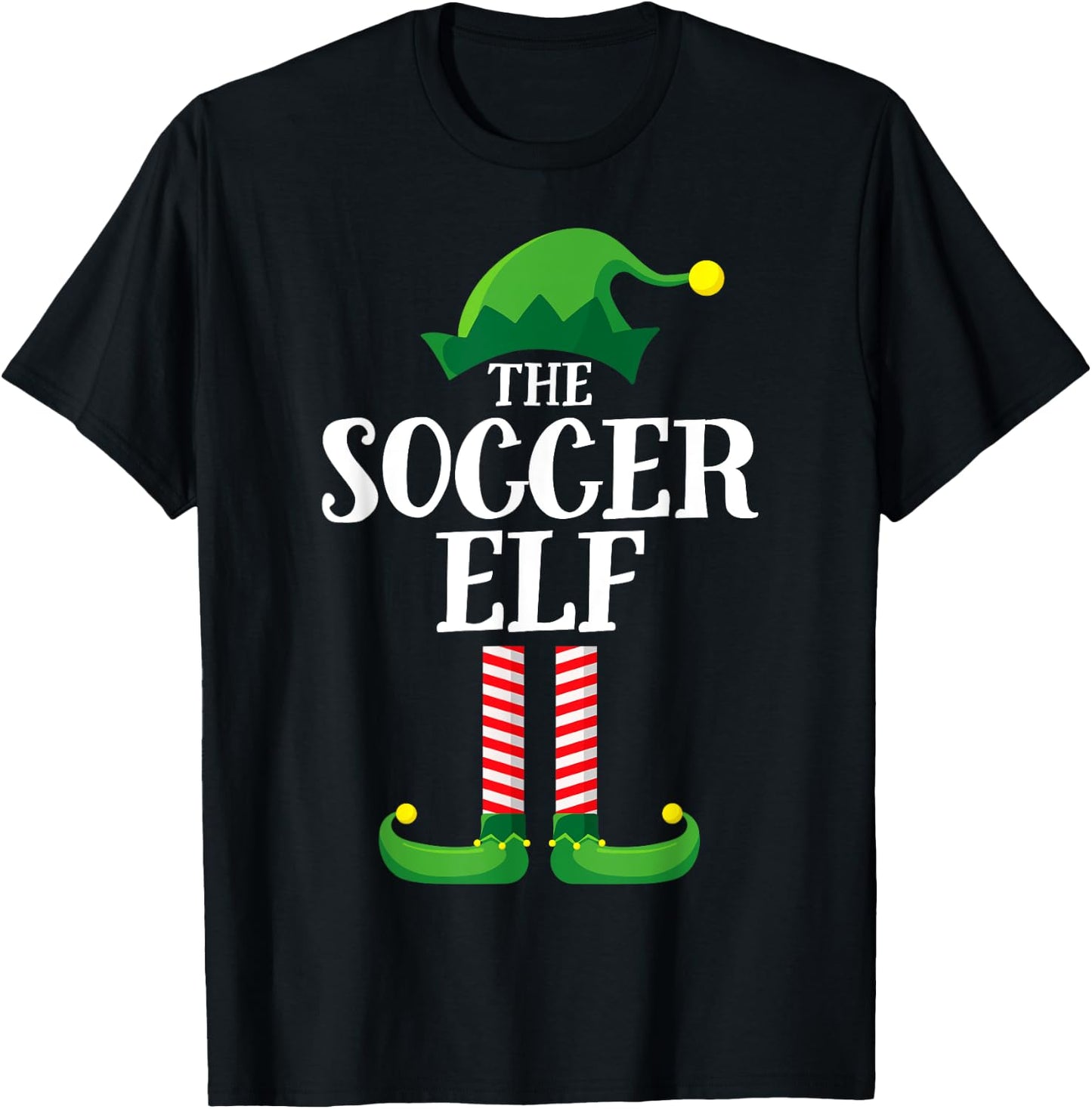 Soccer Elf Matching Family Group Christmas Party Pyjamas T-Shirt - T-Shirt | Black