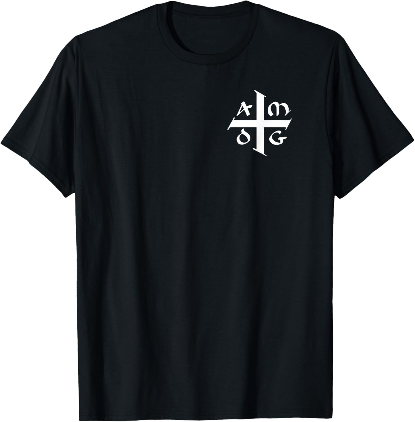 AMDG Ad Majorem Dei Gloriam - Small Jesuit Cross White T-Shirt - T-Shirt | Black