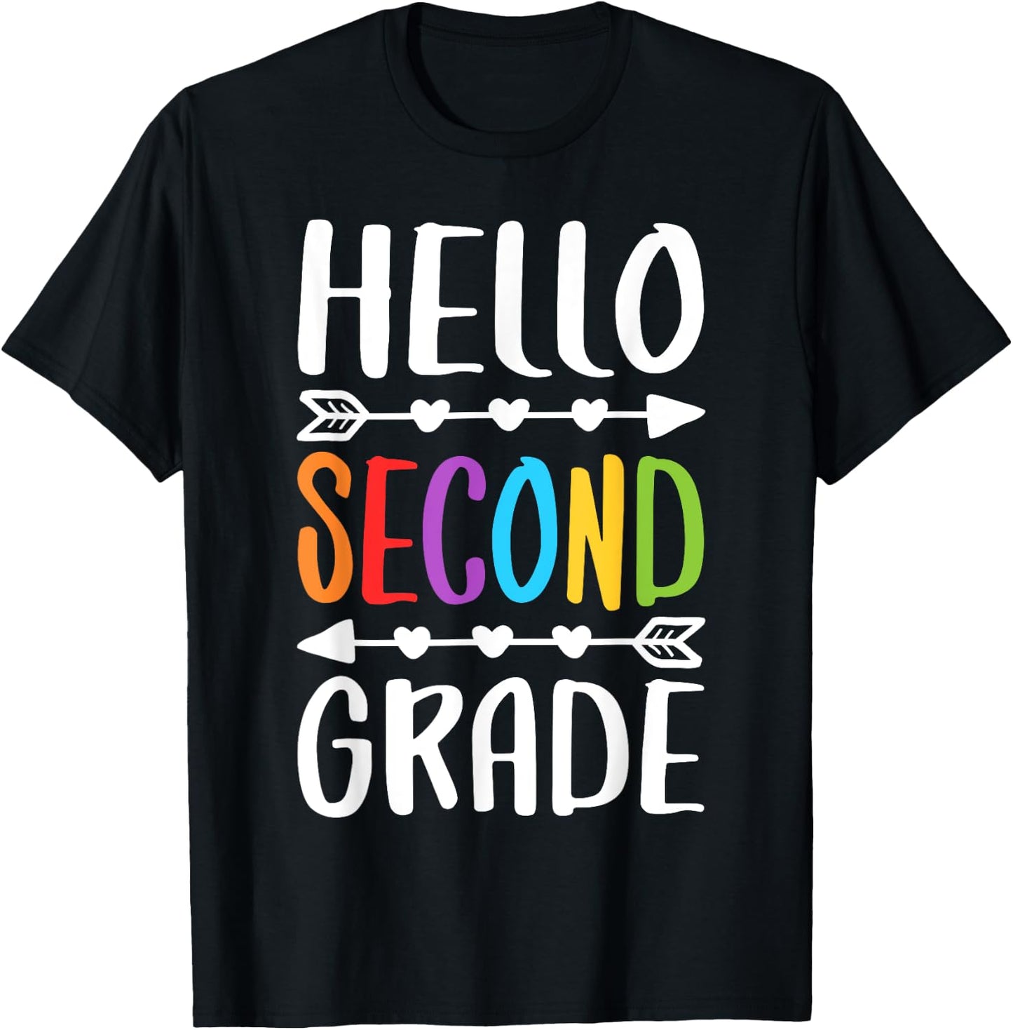 Hello Second Grade Shirt 2nd Grade Boy Girl Student Teacher T-Shirt - T-Shirt | Black