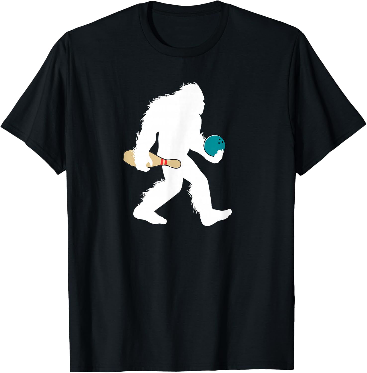 Bigfoot Bowling Funny Sport Lane Sasquatch Bowler T-Shirt - T-Shirt | Black