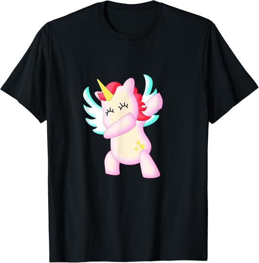 Cute Dabbing Unicorn Shirt | Funny Unicorn Angel Dab T-Shirt - T-Shirt | Black