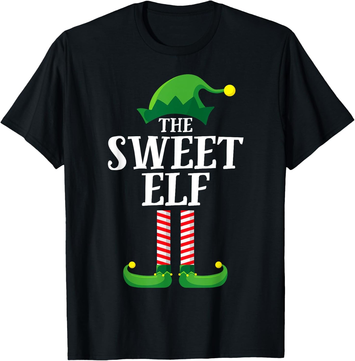 Sweet Elf Matching Family Group Christmas Party Pyjamas T-Shirt - T-Shirt | Black