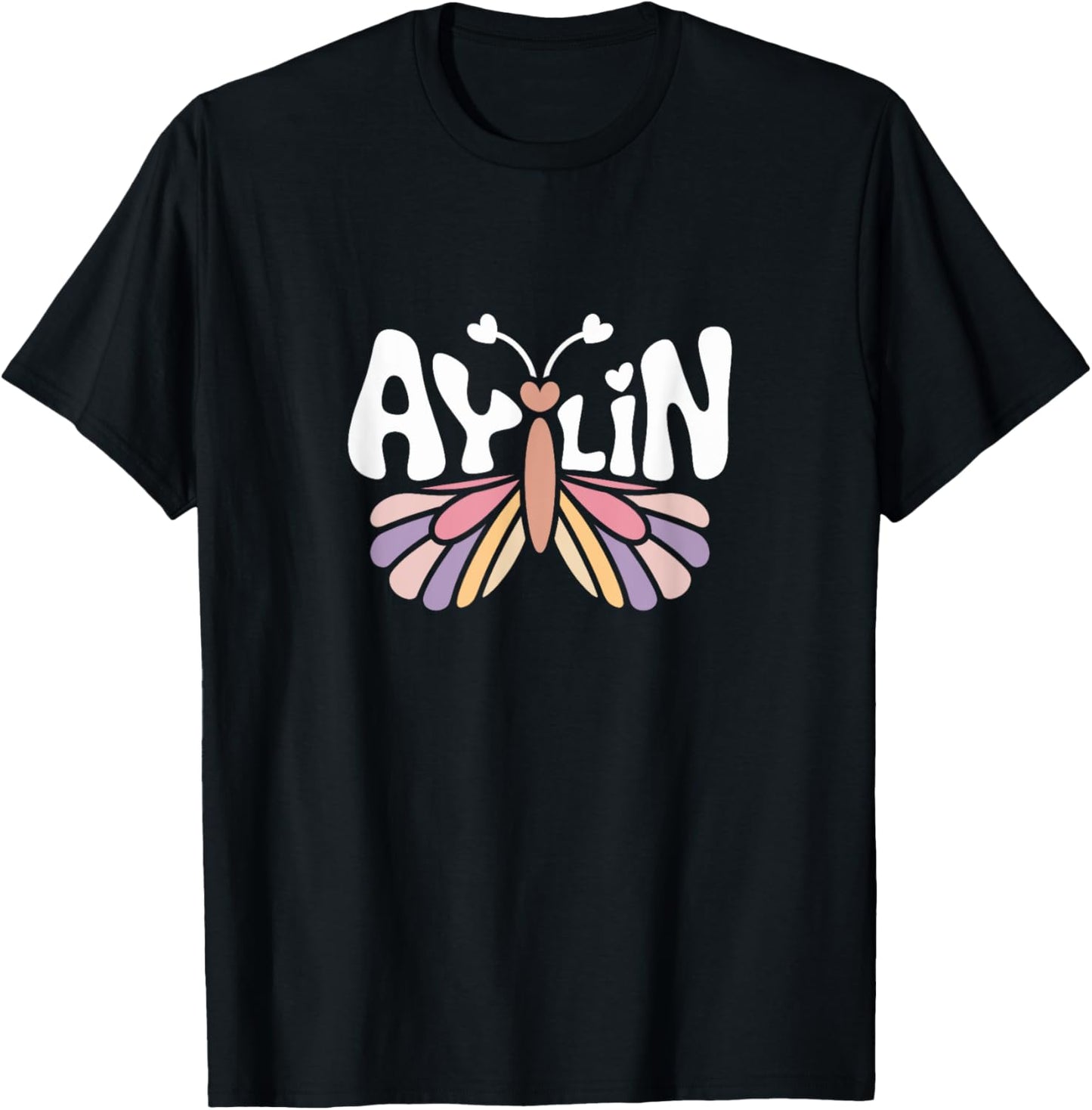 Aylin Butterfly - Personalized Cute Name Word Art T-Shirt - T-Shirt | Black