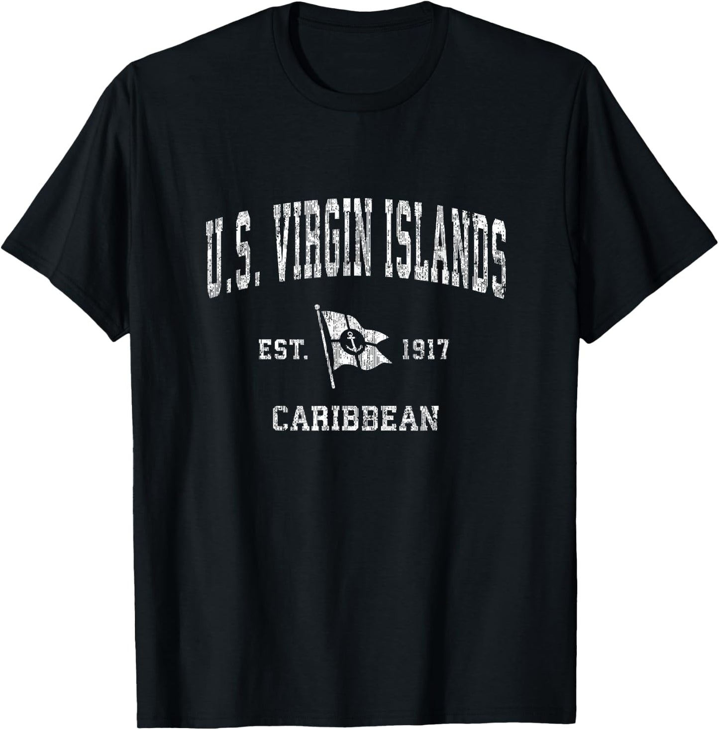 U.S. Virgin Islands Vintage Nautical Boat Anchor Flag Sports T-Shirt - T-Shirt | Black