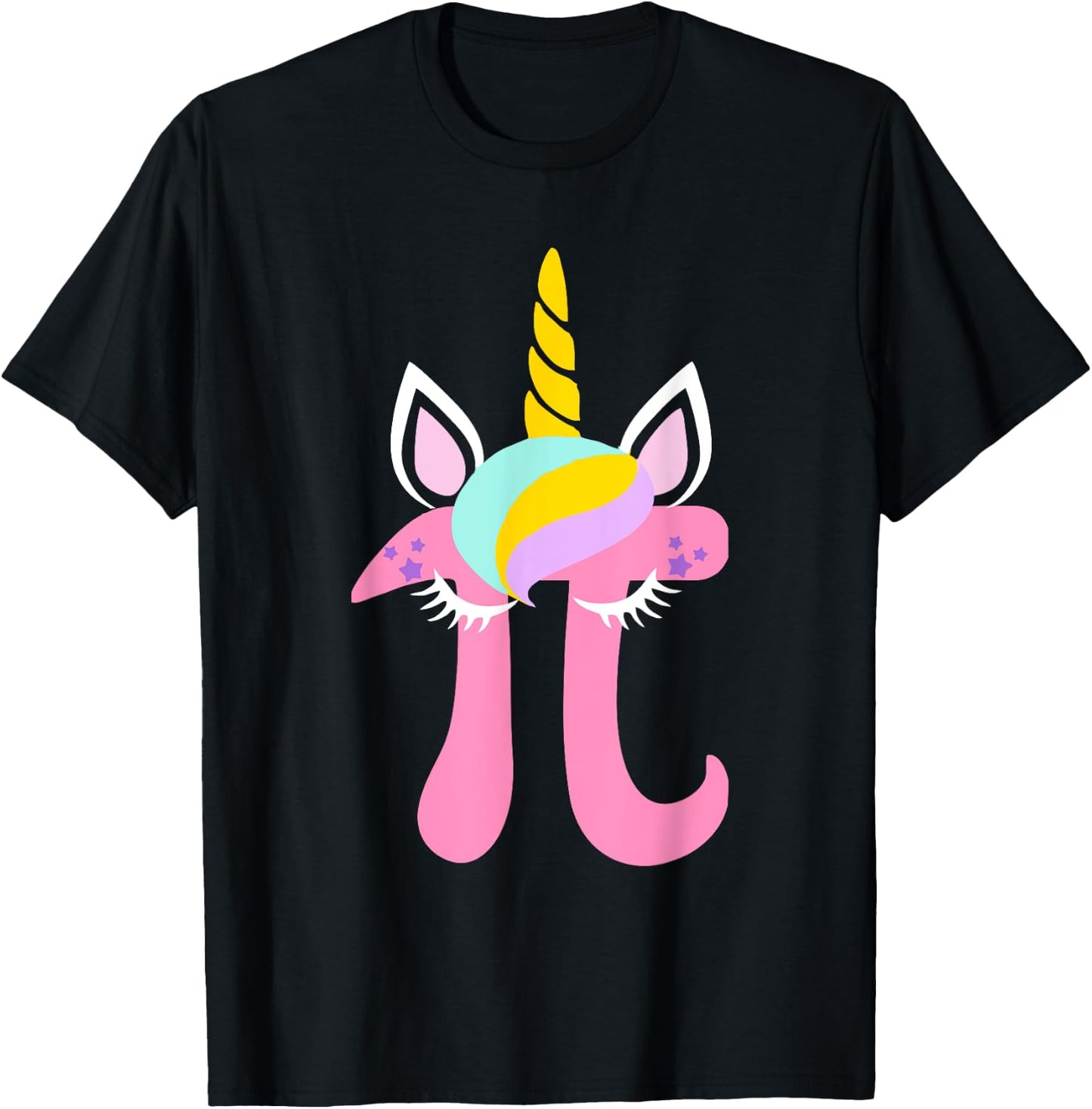 Unicorn Pi Symbol Funny Math Nerd Women Kids T Shirt T-Shirt - T-Shirt | Black