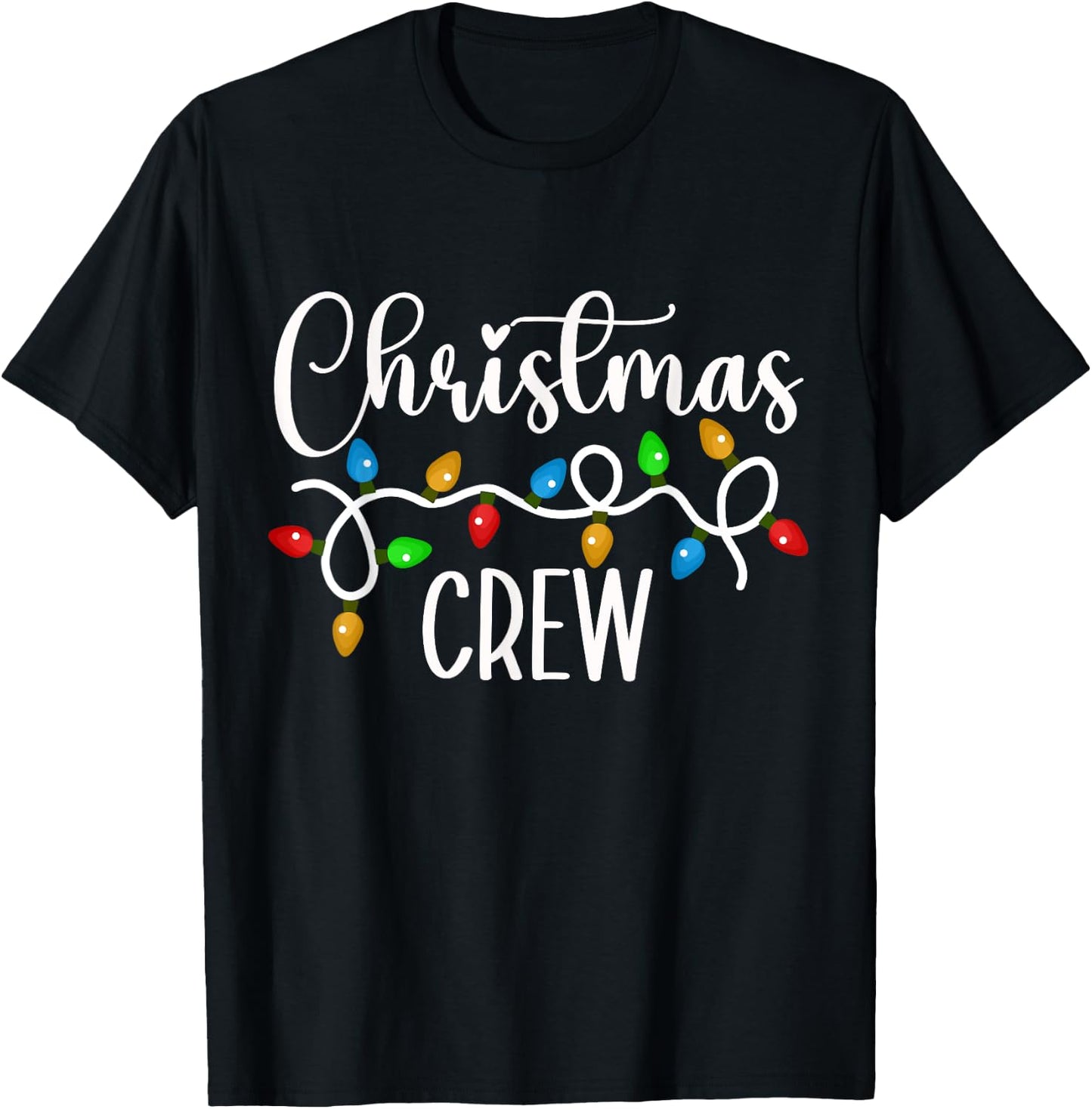 Christmas Crew Xmas Lights Family Matching Pajamas Holiday T-Shirt - T-Shirt | Black