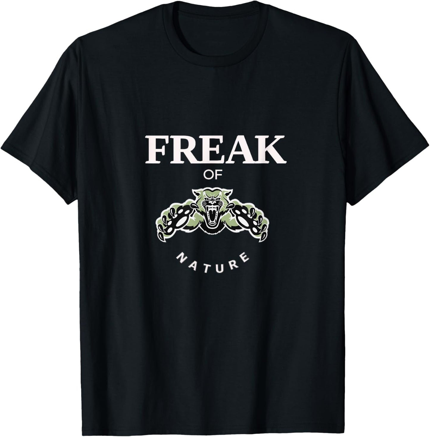 Freak Of Nature Attacking Tiger Motivational T Shirt T-Shirt - T-Shirt | Black