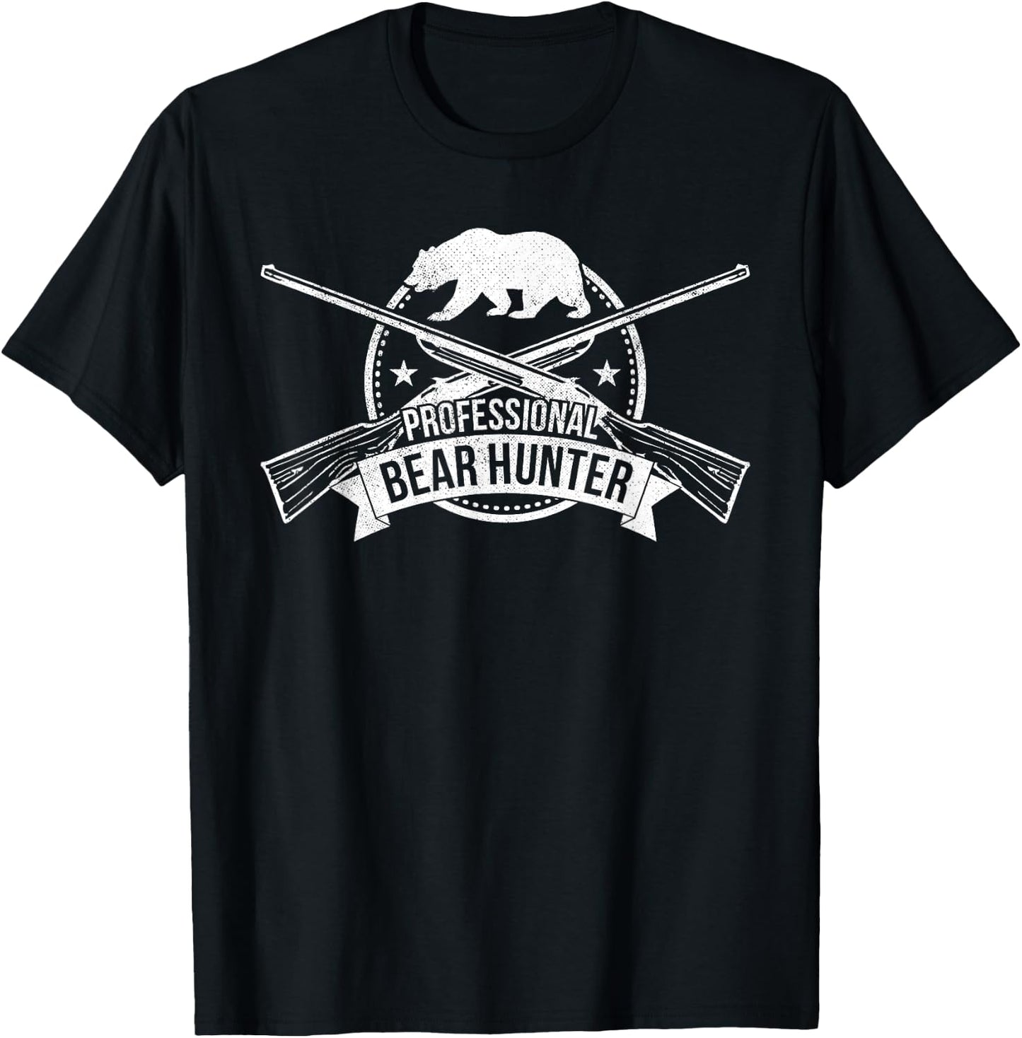 Professional Bear Hunter Crossed Rifles Hunting T-Shirt - T-Shirt | Black