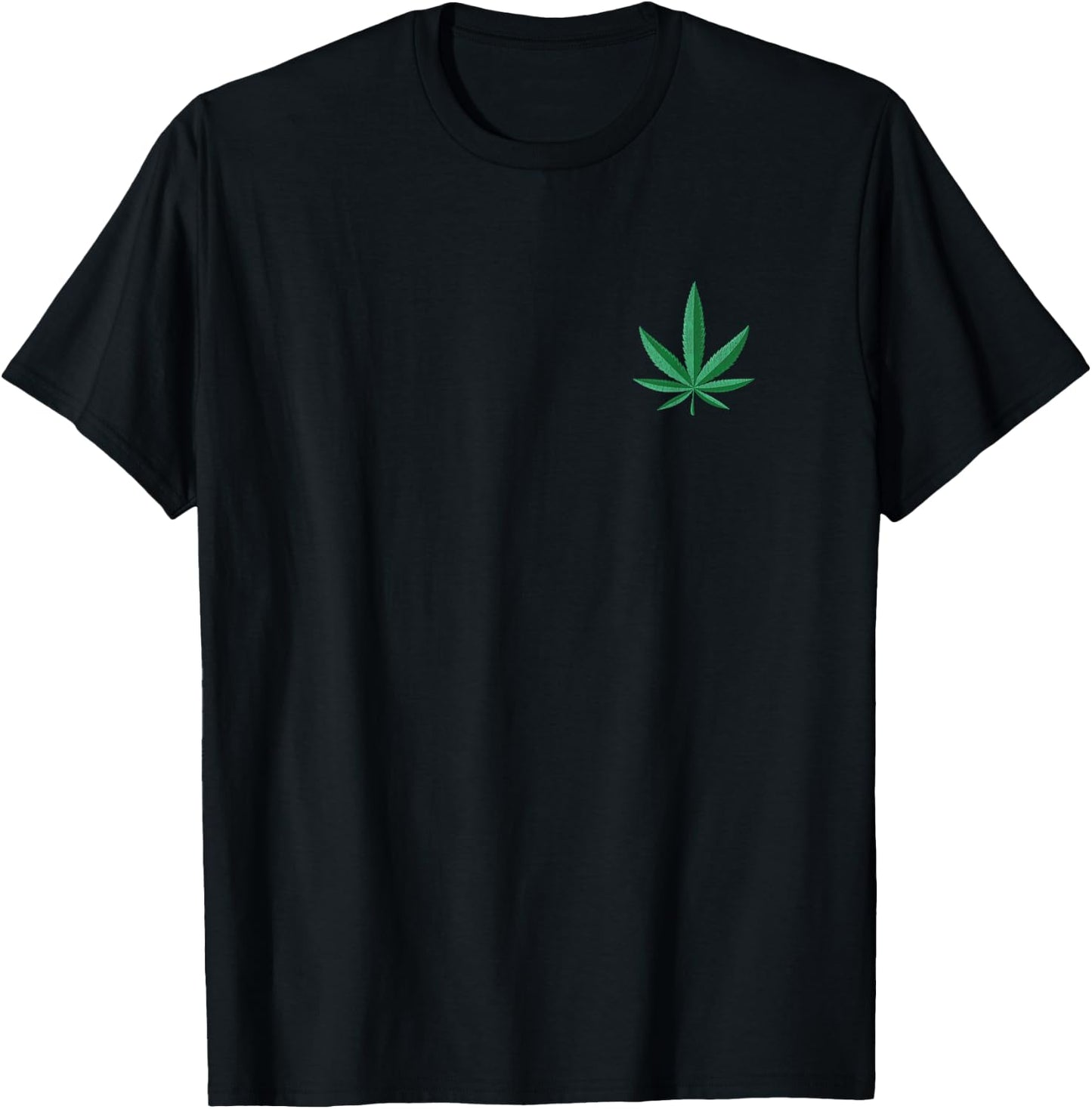 Small Marijuana Leaf Cannabis 420 Weed T-Shirt - T-Shirt | Black