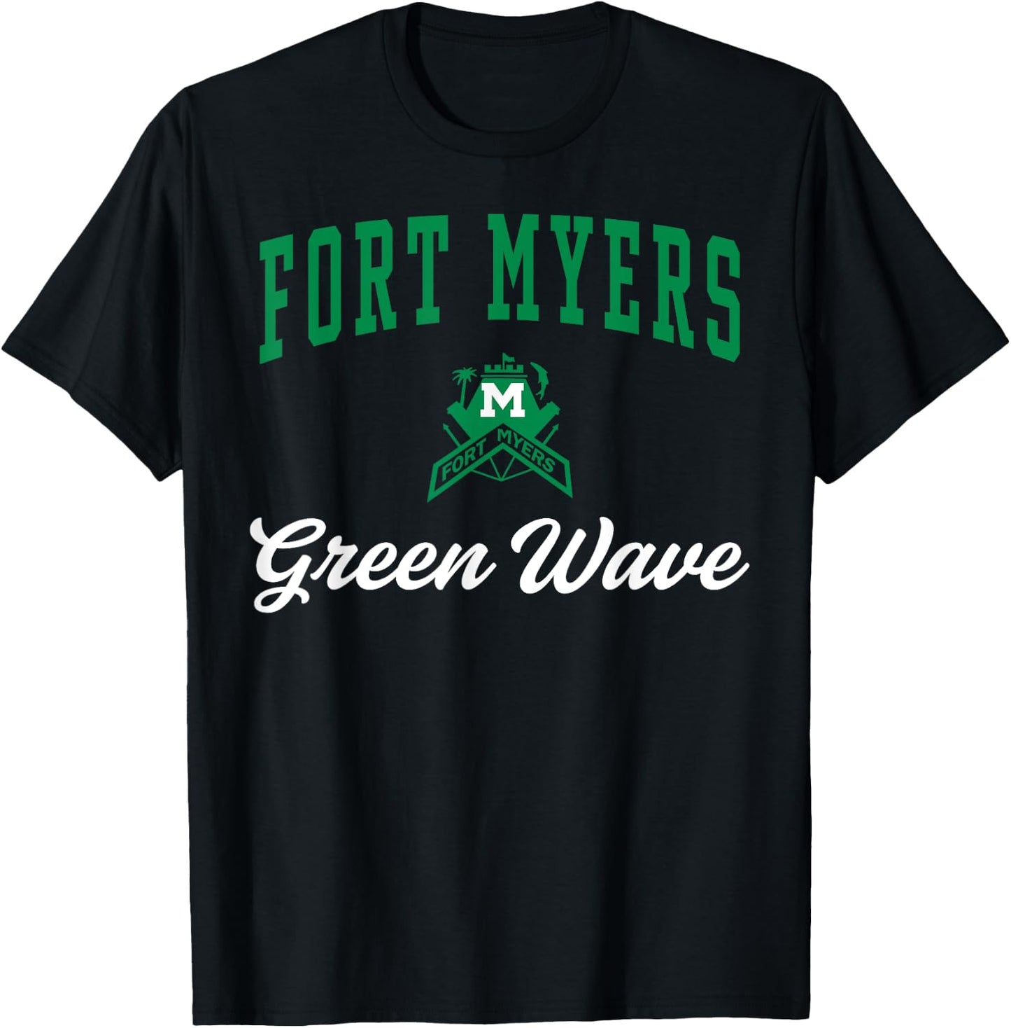 Fort Myers High School Green Wave C3 T-Shirt - T-Shirt | Black
