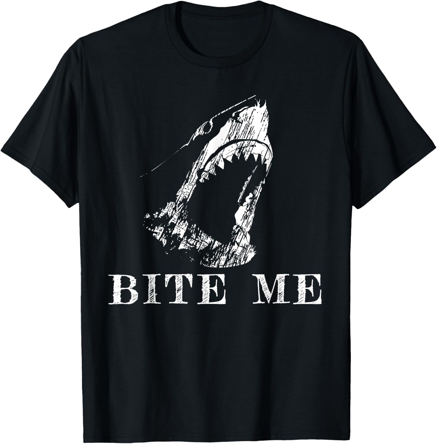 Bite Me Shark Funny Humor Sarcastic Saying T-Shirt - T-Shirt | Black